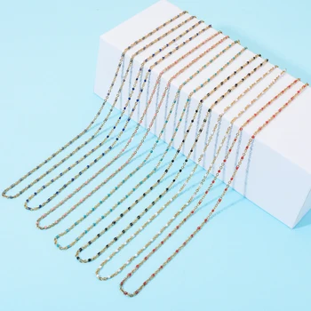 ZMZY Thin Simple Multicolor Stainless Steel Chain Necklace Jewelry Link Gold color Enamel Women Choker Wholesale Gifts