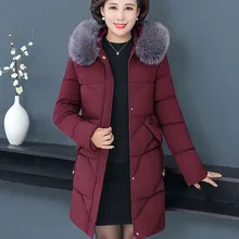 Parkas Women Middle-aged Elderly Large Size Women Cotton Jacket 2021 New Winter Warm Hooded Casual Womens Cotton Jackets NBH172