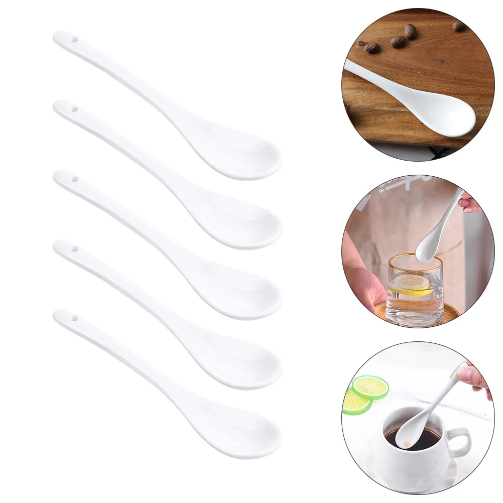 10 Pcs Simple Honey Spoons Exquisite Soup Multipurpose Egg (White) |