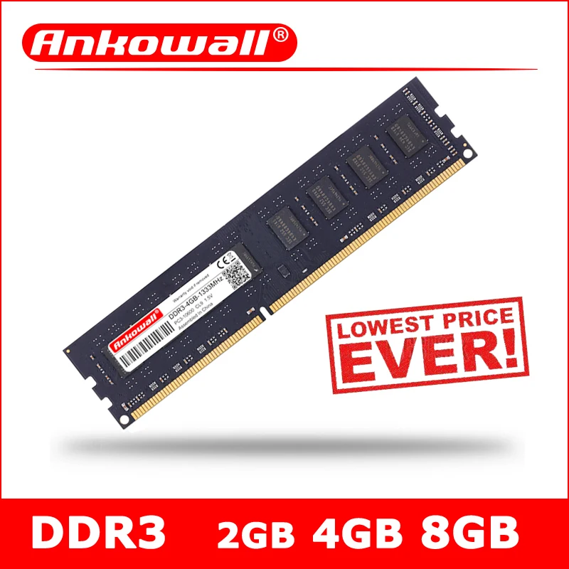 ANKOWALL DDR3 2 ГБ 4 8 ОЗУ PC3 10600 12800 1333 МГц 1600 настольная память для Intel DIMM 240Pin 1 5 В CL9