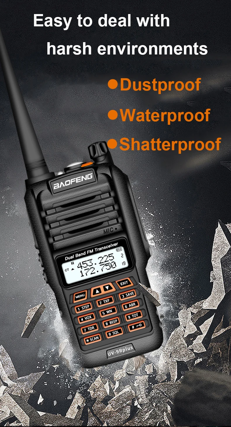 Long Range Walkie Talkie Baofeng UV 9R Plus V2 160 Chanels 2 way radio 30kms