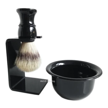 

Shaving Brush Set Acrylic Stand Face Beard Clean Foam Lathering Bowl Barber Accessory