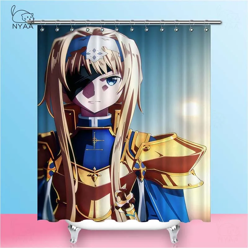 Nyaa Sword Art Online занавески для душа Водонепроницаемый полиэстер ткань аниме пляжные занавески для ванной комнаты для домашнего декора - Цвет: NY5765