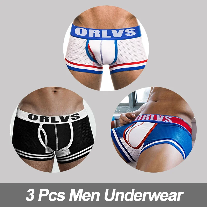 (2)OR799(1)OR599 3 шт., сексуальное нижнее белье cueca, боксеры для мужчин, сетчатые шорты размера плюс, однотонная мужская одежда, боксеры, трусы, шорты, сексуальные трусы для полных мужчин, 100 кг, s - Цвет: (2)OR799(1)OR599