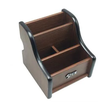 

Creative Wood Board Remote Control Storage Box Phone Knife Pen Coffee Table Stand Desktop Board Storage Box Brown WF1021