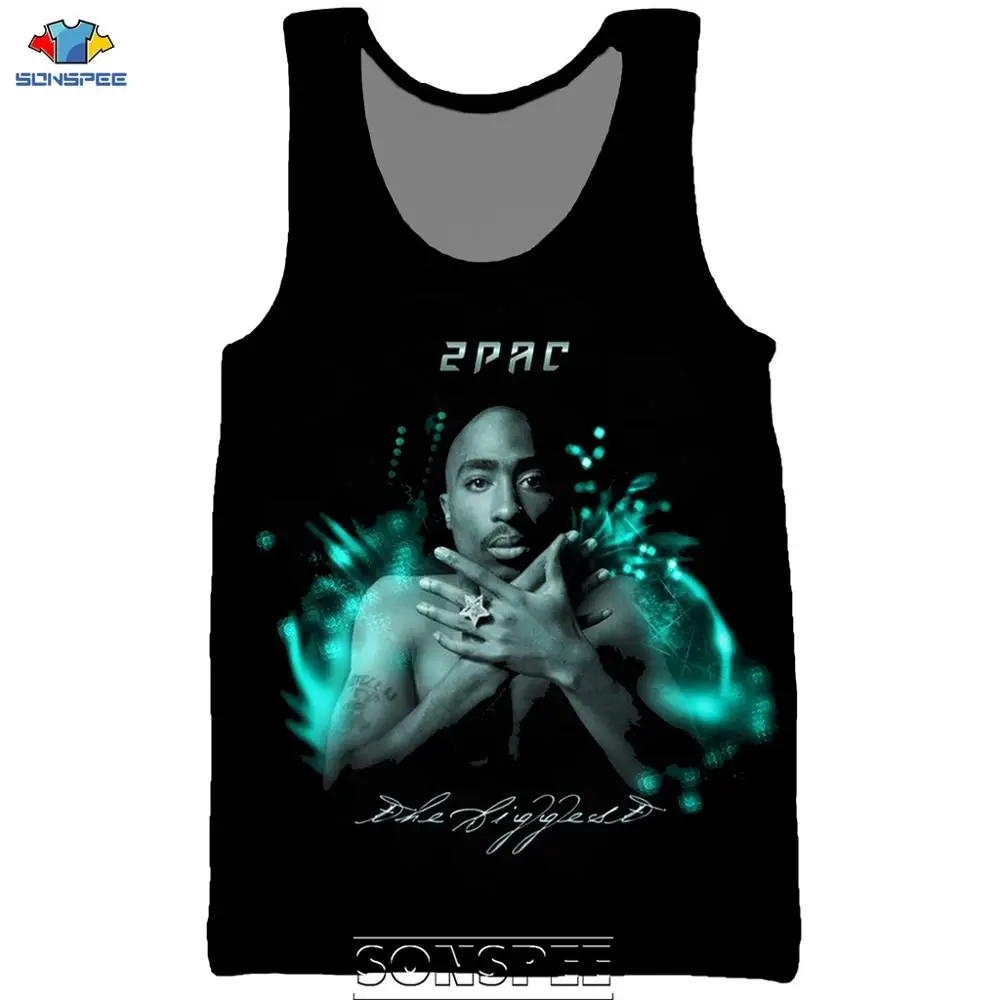 Мужская футболка SONSPEE хип хоп Тупак рэп 3D принт повседневная одежда 2Pac фитнес