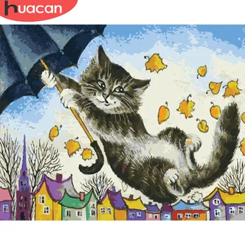

HUACAN DIY Pictures By Numbers Cat Animals HandPainted Kits Drawing Canvas Oil Painting By Numbers Home Decoration Gift