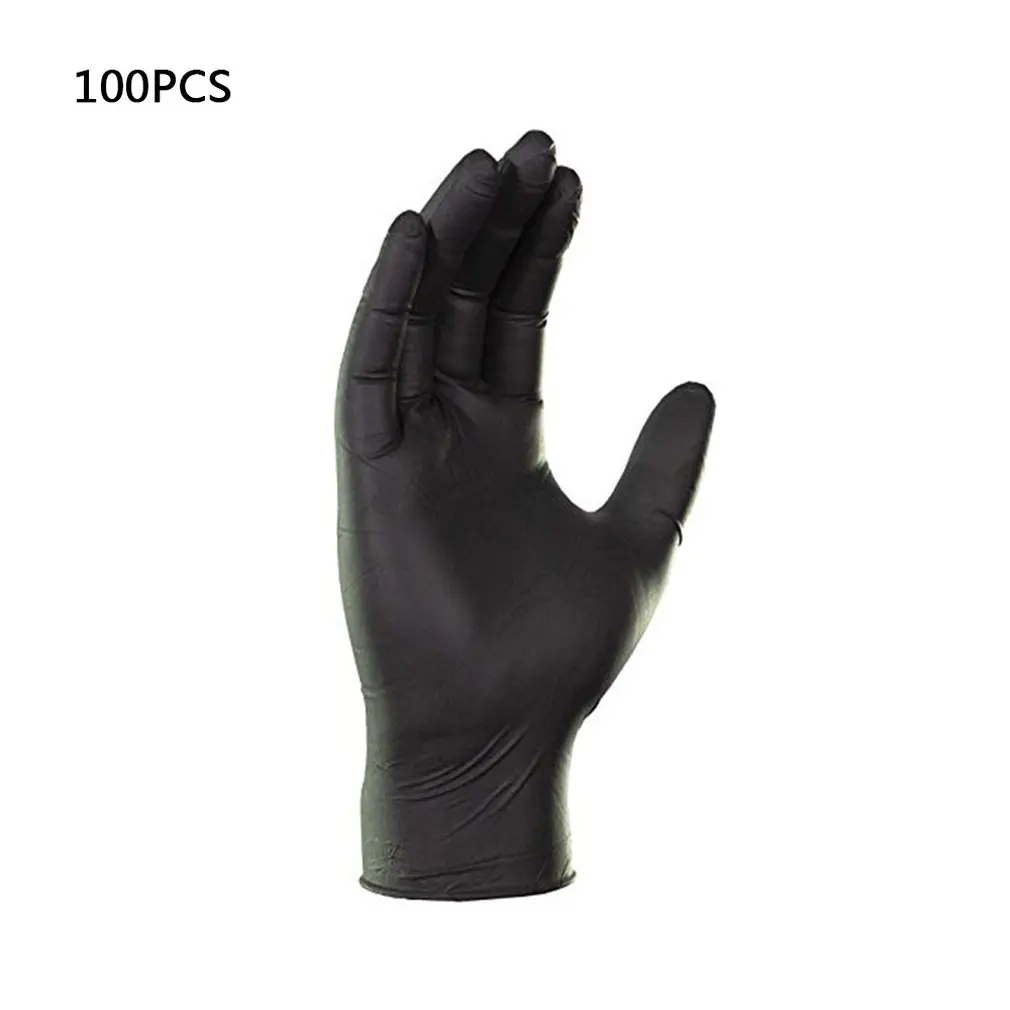 

100 pcs Disposable work Gloves Black Anti-Acid And Alkali Anti-Static Protective Tattoo Nitrile Rubber Professional