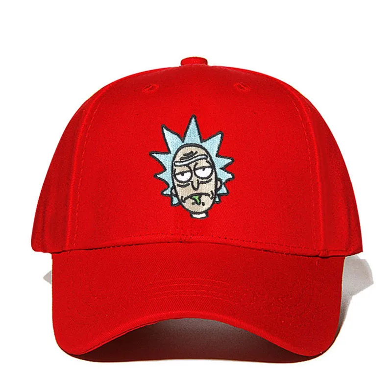 red Новинка от Rick and marty, кепка для папы цвета хаки, бейсбольная кепка Crazy Rick, хлопковая бейсболка с вышивкой американского аниме, кепка для любителей аниме, мужская и женская кепка - Цвет: red