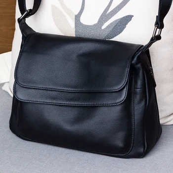 

Bag female new leather shoulder bag female small bag large capacity soft leather simple wild female multilayer crossbody bag