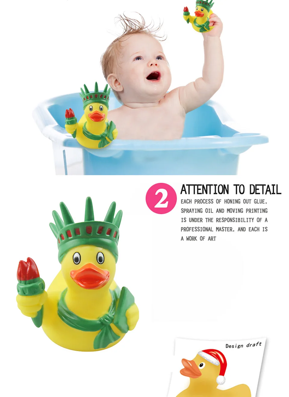 9,5 см Классическая плавающая утка детская игрушка для купания Статуя Свободы резиновая утка игрушка детский подарок коллекция хобби домашний декор