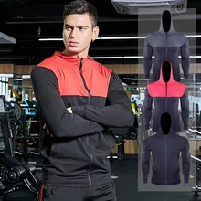 Осенние и зимние новые стильные мужские спортивные куртки с длинным рукавом, мужской костюм для фитнеса, быстросохнущее пальто для йоги на молнии с капюшоном для бега на открытом воздухе