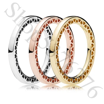 

Authentic 925 Sterling Silver Classic Hearts of Europe Ring For Original Women Bead Charm Gift DIY Jewelry