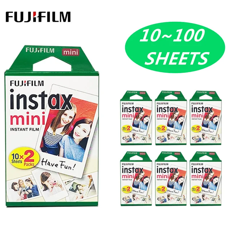 Пленка Fujifilm Instax Mini 10 20 30 40 50 60 100 листов 3 дюйма для FUJI Instant Photo camera mini 9 Polaroid 8 7s 70 90 |