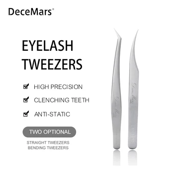 

DM-1811&DM-1812 DeceMars Straight and Curved Tip Tweezers Nipper for Eyelash Extensions Stainless Steel Tweezers