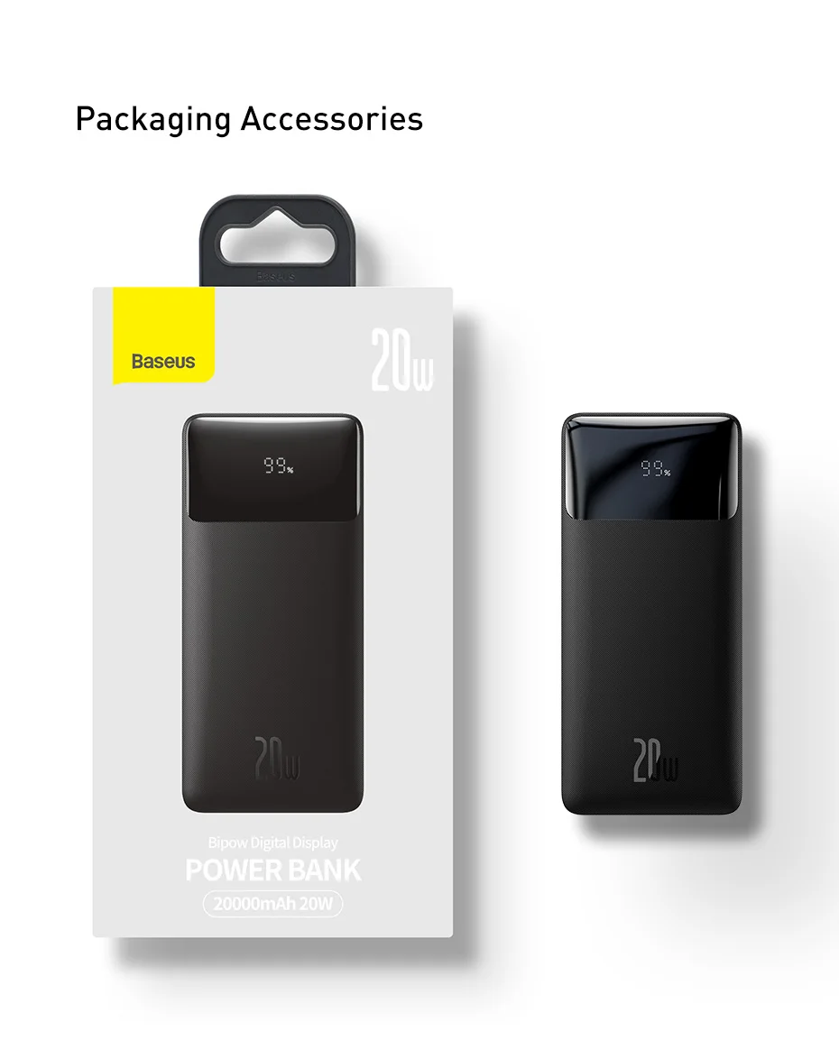 Baseus Power Bank 20000mAh/10000mAh PD Fast Charging Powerbank Portable Battery Charger For iPhone 11 12 Pro Max Xiaomi power bank portable charger