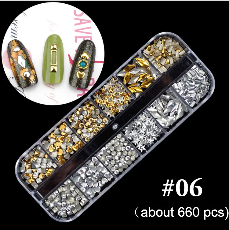 Mixed Colorful Rhinestones For Nails Crystal Stones Gems Manicure Accessories Studs 27 Models Diamonds 3D Nail Art Decorations - Цвет: 06