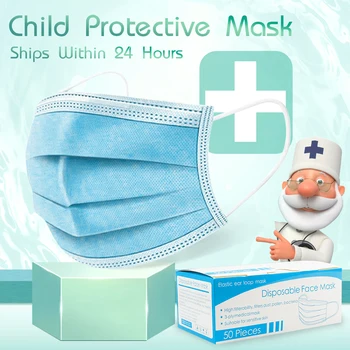 

100 PCS Kids Mask In Stock Fast Delivery Disposable Protective Mask to Prevent Germs Masks Dustproof Child Mask Safety Mask