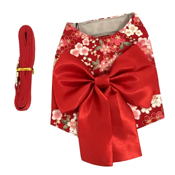 

Multifunction Printed Party Apparel With Traction Rope Cat Harness Soft Pet Clothes Kitten Japanese Style Outdoor Walking Travel