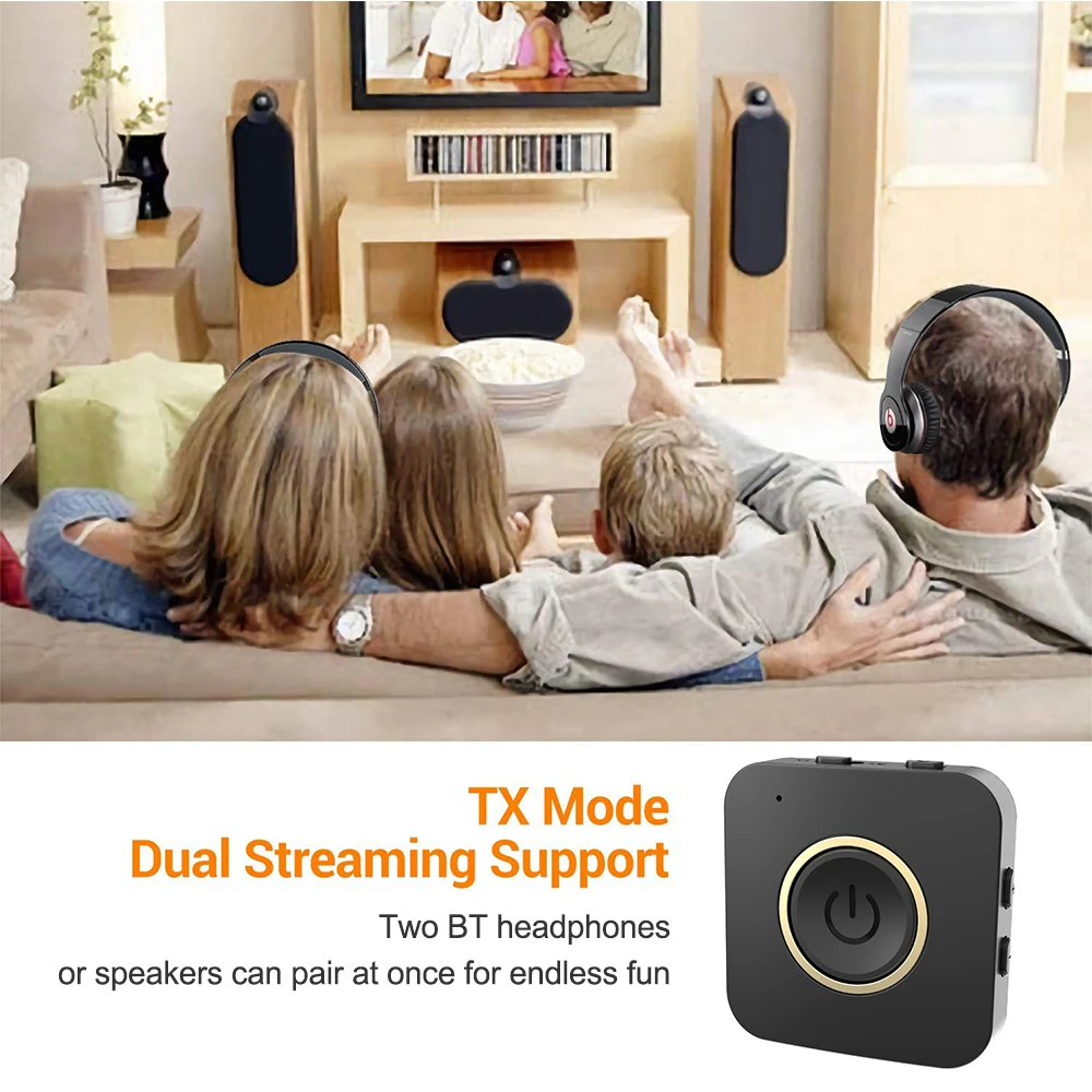 2-in-1 Mini BT 5.0 Wireless Transmitter Receiver Music Audio Adapter with Low Latency Aux Jack for Speaker Car Stereo Headphone