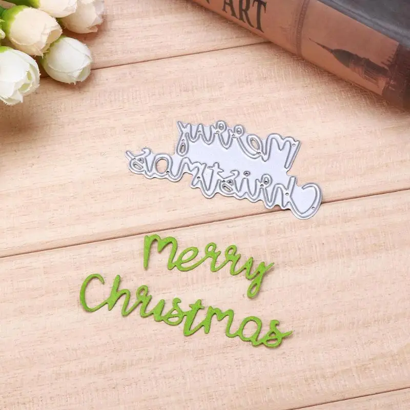 DIY Merry Christmas Алфавит делая скрапбук поздравительная открытка Декор Кружева Вырубные штампы трафаретная Рамка шаблон для тиснения