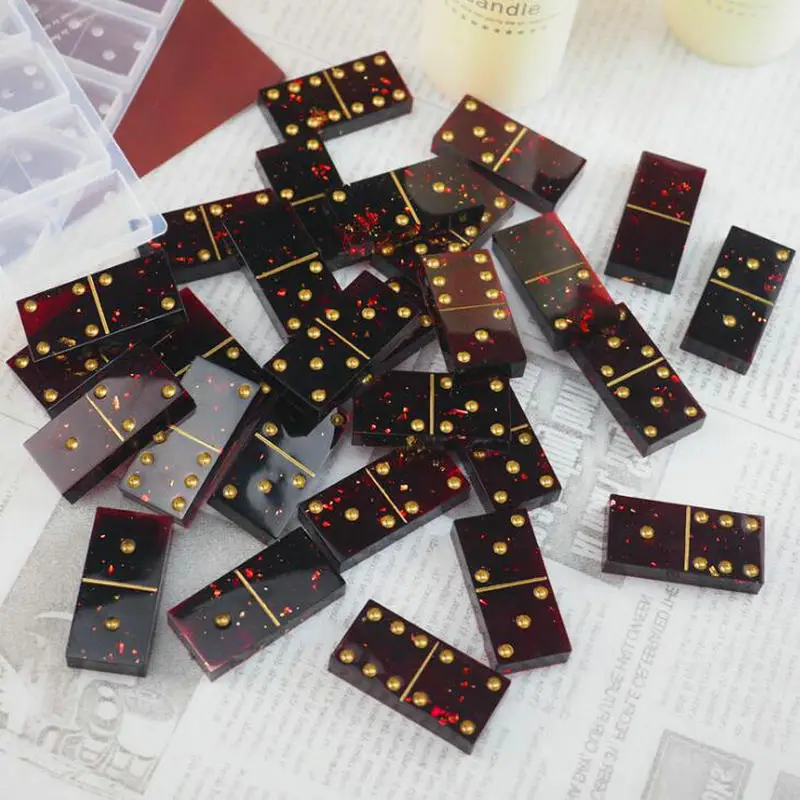 

2pcs SET DIY Dominoes Epoxy Resin Silicone Mold Jewelry Fillings Pendant Accessory Charms Handmade Cabochon Pai Gow Mould Craft