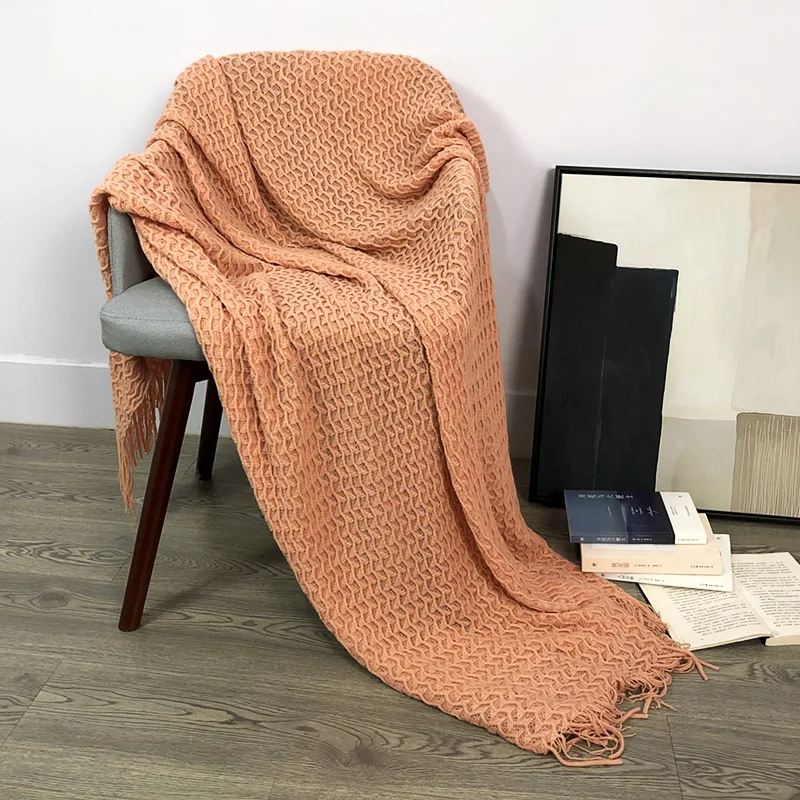 

TONGDI Soft Warm Plaid Lace Fringed Knitting Wool Blanket Pretty Gift Decor For Summer Sofa Girl All Season Handmade Sleeping