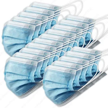 

50 PCS Adult Disposable Masks PM2.5 Non-woven Waterproof Dustproof Mask Earloop Face Mouth 3 Layers Filter Mask 12 hours Ship