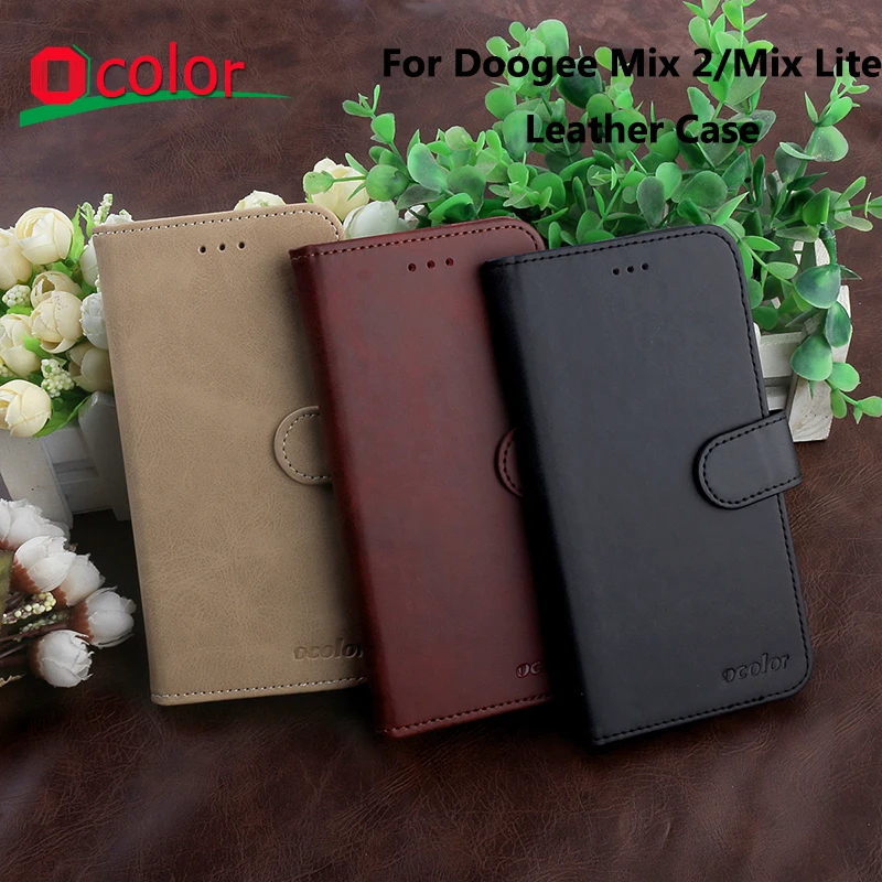 Чехол-книжка ocolor Для Doogee Mix 2 кожаный чехол с отделениями для карт деловой Чехол Lite