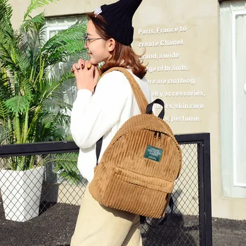 

academic style large capacity simple new travel personality fashion corduroy double back women's comfortable breathable backpack