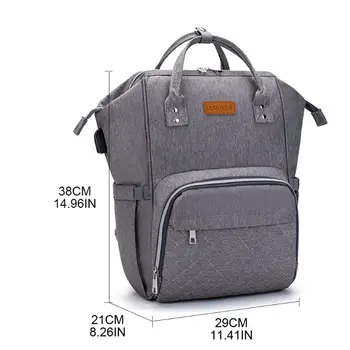 

Multifunctional Baby Diaper Mummy Backpack Large Capacity USB Port Nappy Bag 63HC