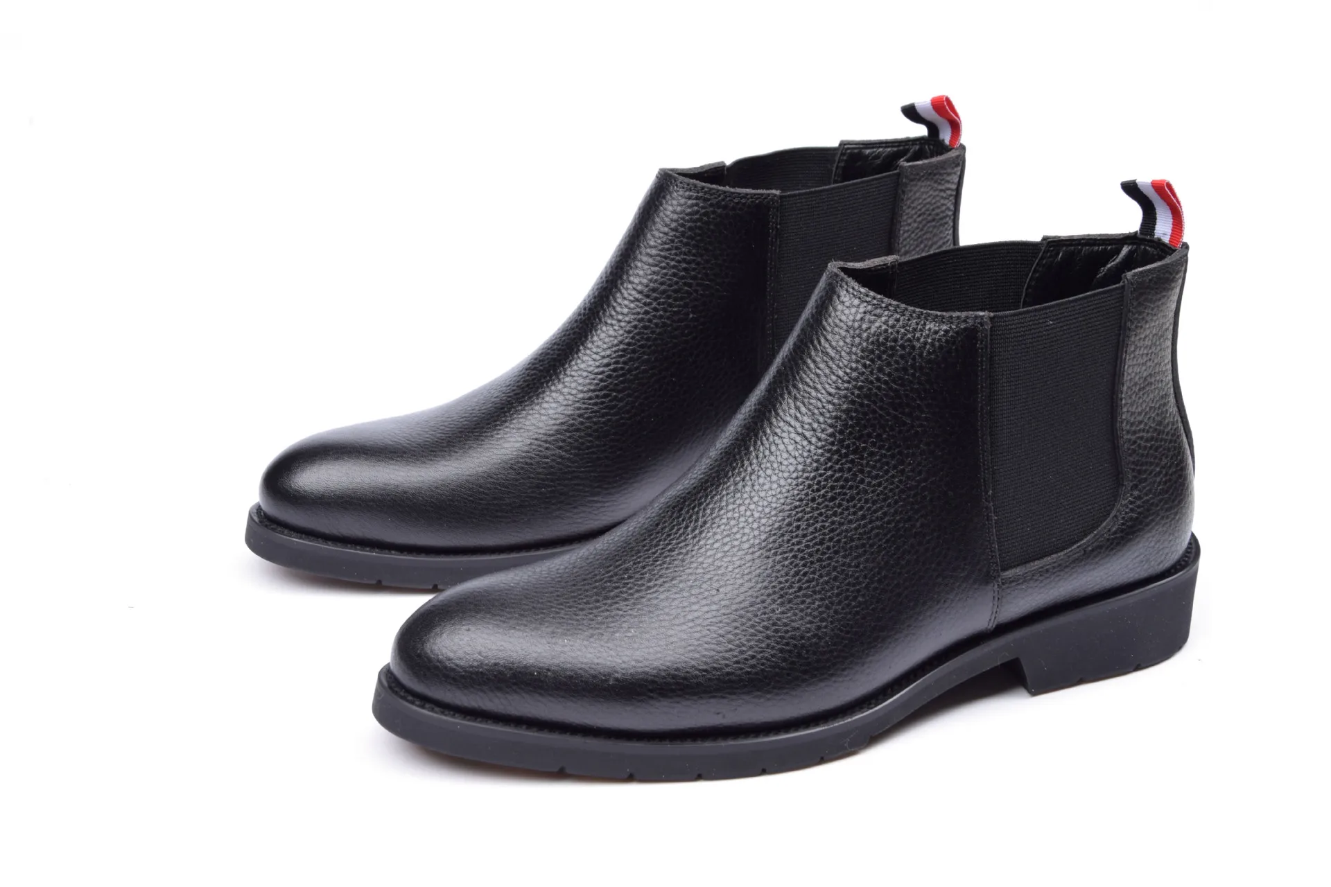 

Ankle Men Leather Boots Round Toe Soft-Sole Cowhide Boots Black Brown Work Shoes Work Leather