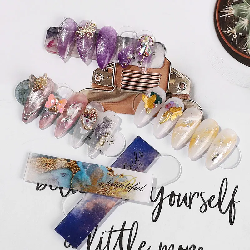 

Acrylic Nail Art Display Strip 10 Pcs Transparent Multicolor Nails Display Board Practice UV Gel Polish DIY Salon Manicure Tools