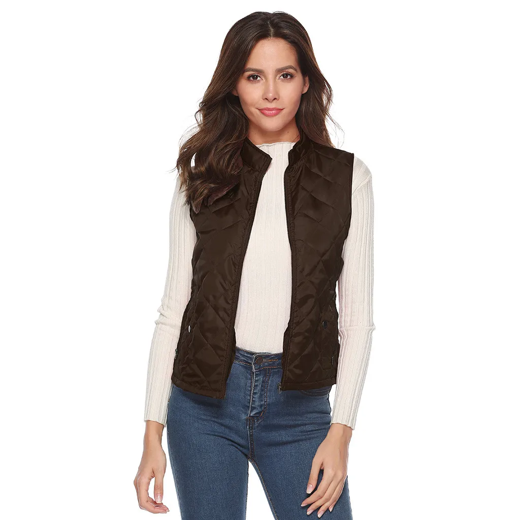 Jaycosin 2019 Winter Warm Casual Leisure Waistcoat Coat Women Thick Solid Color Jackets Comfortable Sleeveless Jacket Coat 31#4
