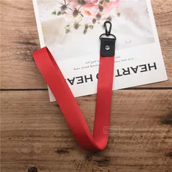 Solid Color Keychain and Lanyard Strap for ID Cards, Keys, and Badges (Red long)