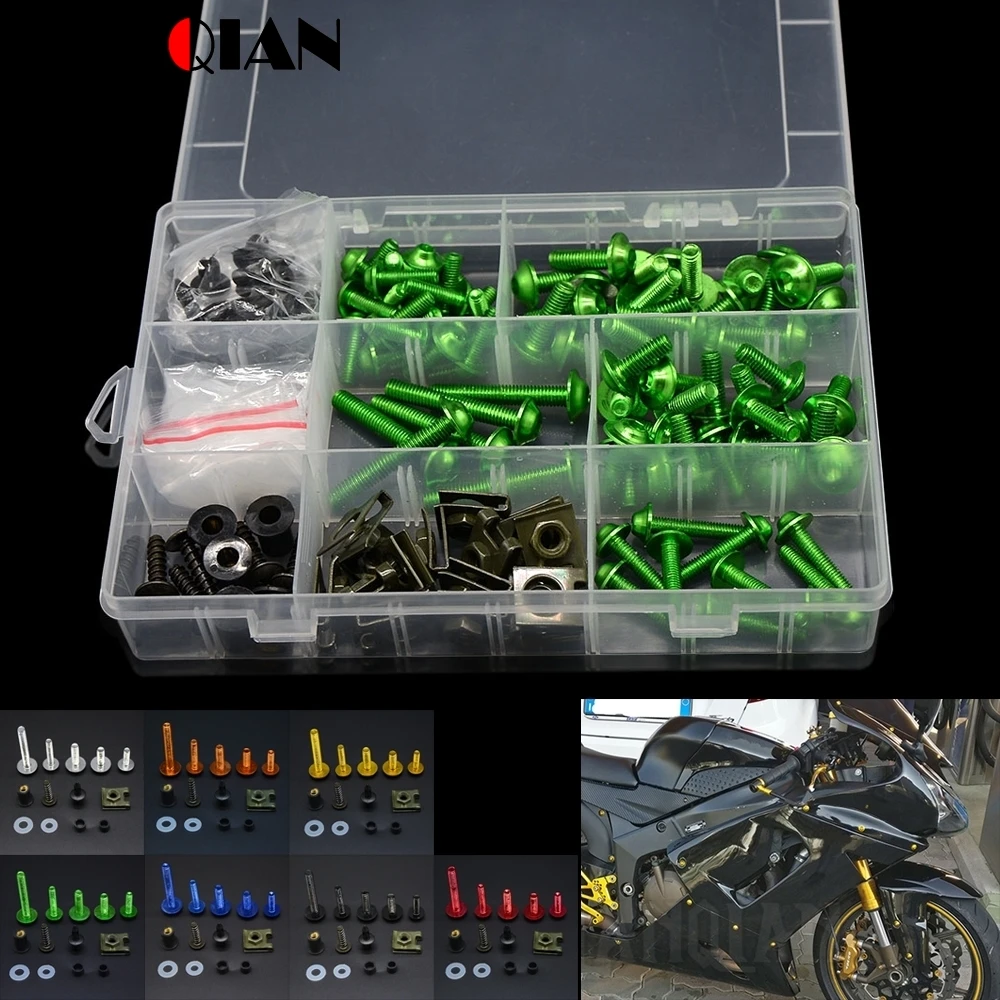 Universal Motorcycle Aluminum Fairing Screws Bolts Kit For Kawasaki ZR750 ZEPHYR ZX-6 ZX9R ZXR400 ZZR600 VERSYS 1000 Z1000 ZX10R |