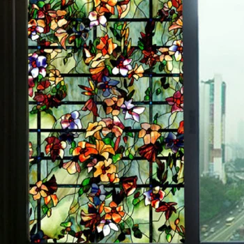 

100cm Length Static Cling Glass Film Camellia Privacy Protection Opaque Decorative Water-Proof Frosted Stained Window Sticker