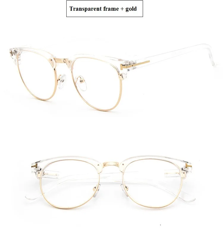 Half Metal Women Glasses Frame Men Eyeglasses Frame Vintage Square Clear Lens Glasses myopia Optical Spectacle Frame Transparent