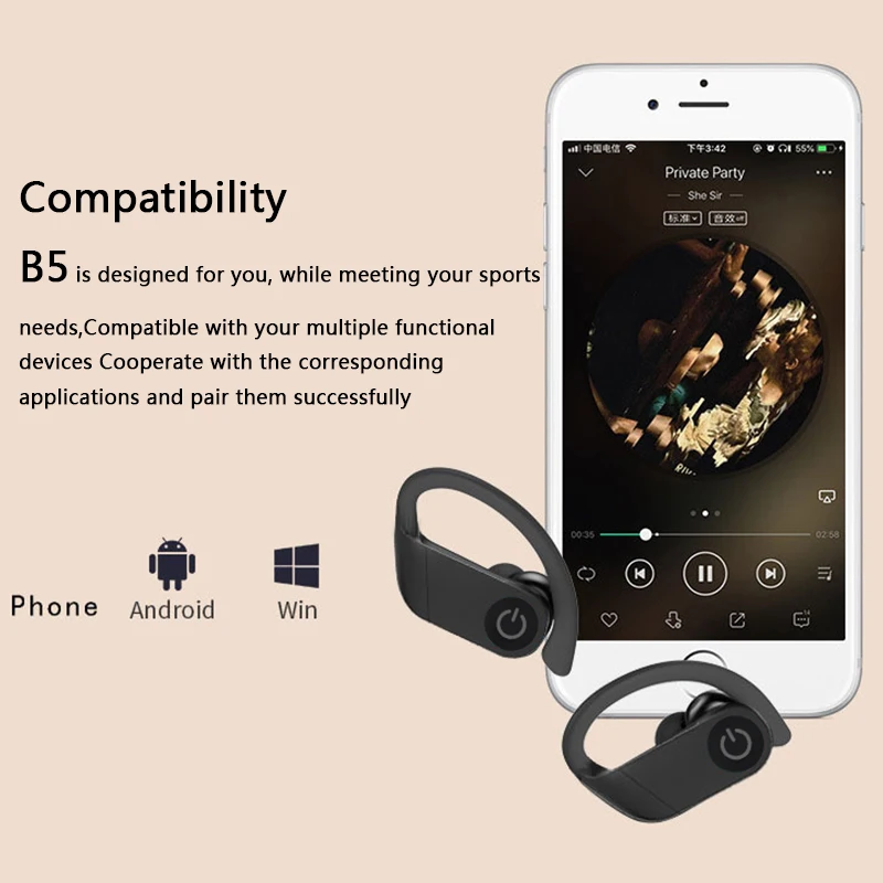 TWS B5 TWS Bluetooth 5,0 наушники настоящие беспроводные наушники спортивные наушники цифровой дисплей шумоподавление гарнитуры с микрофоном