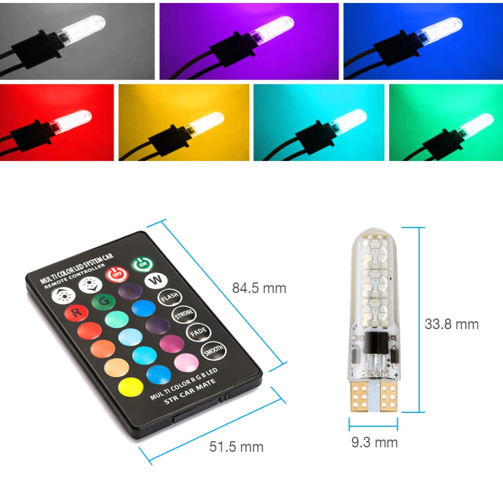 W5W светодиодный T10 Canbus светодиодный автомобильный светильник s RGB T10 RGB светодиодный s пульт дистанционного управления авто лампы Светильник лампы для автомобиля ампулы светодиодный Voiture ford