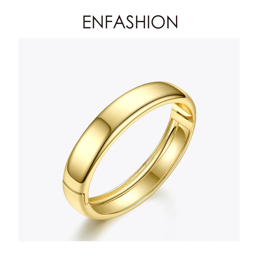 ENFASHION пустые широкие браслеты-манжеты для женщин, аксессуары золотого цвета, простые минималистичные браслеты, модные ювелирные изделия, B192029 - Окраска металла: Yellow gold color