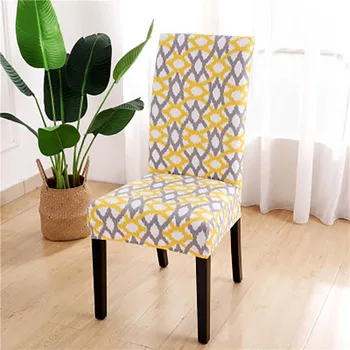 

1/4/6PCS Flower Printed Geometric Kitchen Chair Covers Spandex Elastic Stretch Decoration Chair Dining Seat Cushion Anti-dirty