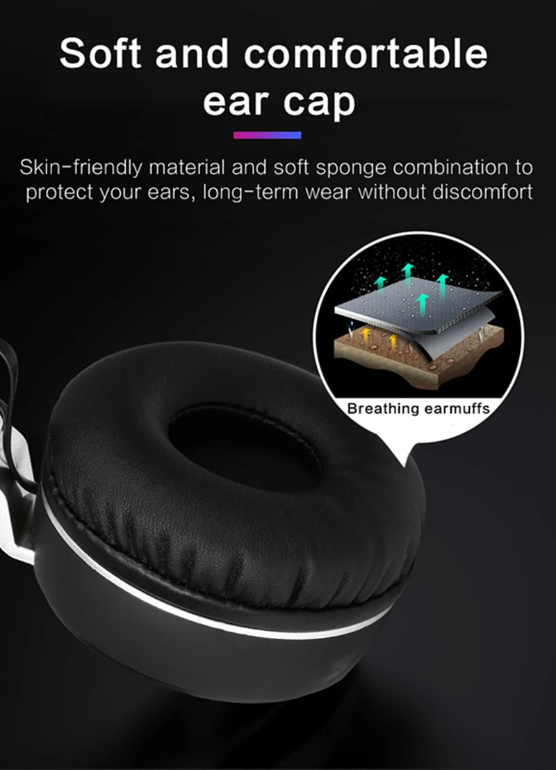 160g Light Bluetooth Headphones Active Noise Cancelling Wireless Headset Foldable Hifi Deep Bass Earphones With Microphone