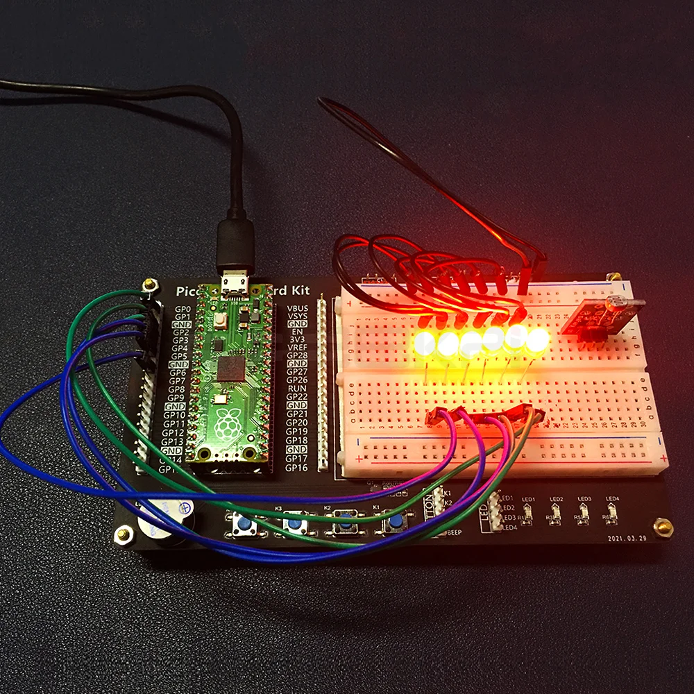 Raspberry Pi Pico/Pico W Breakout Breadboard Kit Support LED Lights Buttons Buzzer