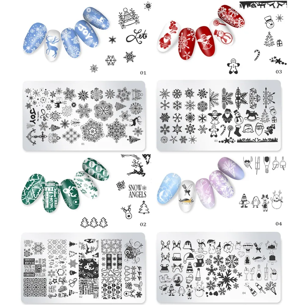 1 шт. штамп для дизайна ногтей Рождественская пластина снег Хэллоуин шаблон