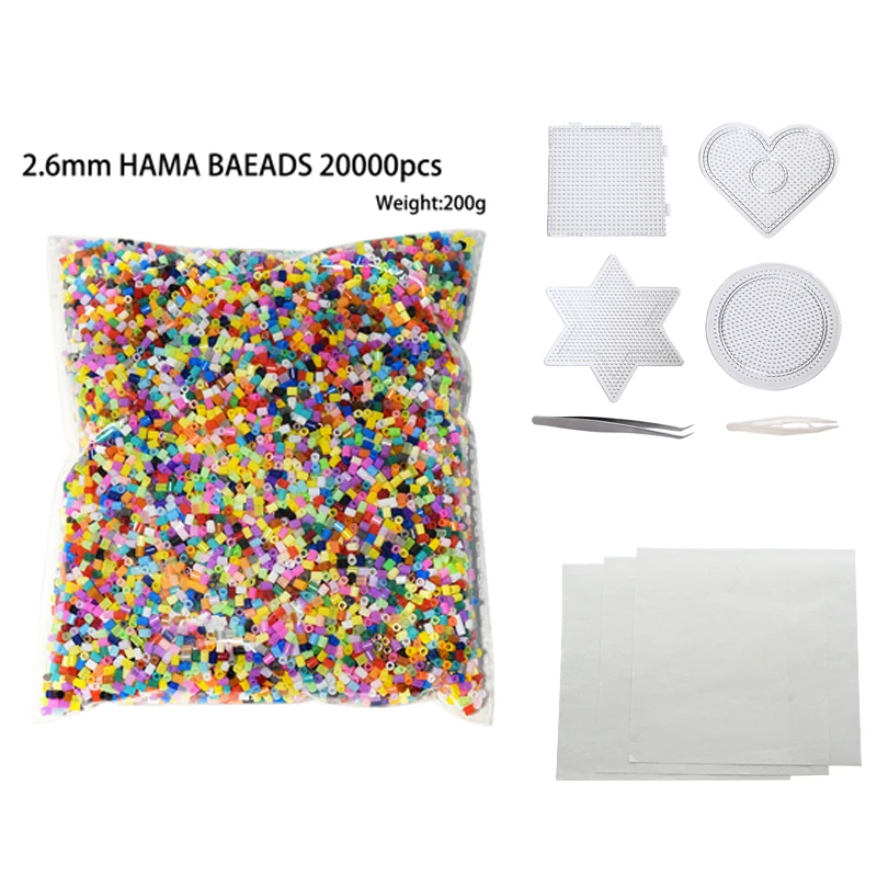 Hama beads 2 6 мм (20000 шт + 4 шаблона железных бумаги пинцета) бисер мини-Хама hama Обучающие