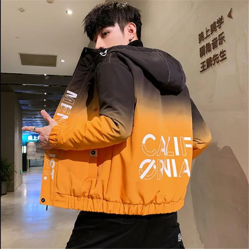 2019 Hot Men Oversize Gradation Color Classic Bomber Jackets Winter Thicken Parka Men Outdoor Outwear Jackets