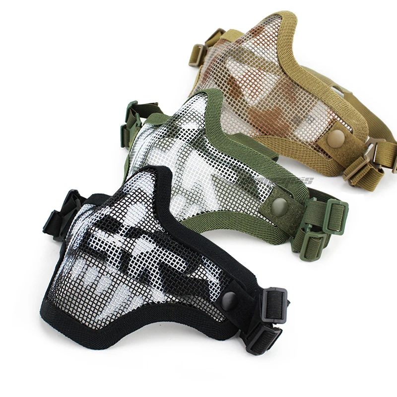 

Airsoft Paintball Mask Half Face Skull Tactical Steel Hunting Shooting Cs Wargame Mask Breathable Cycling Military Army Masks
