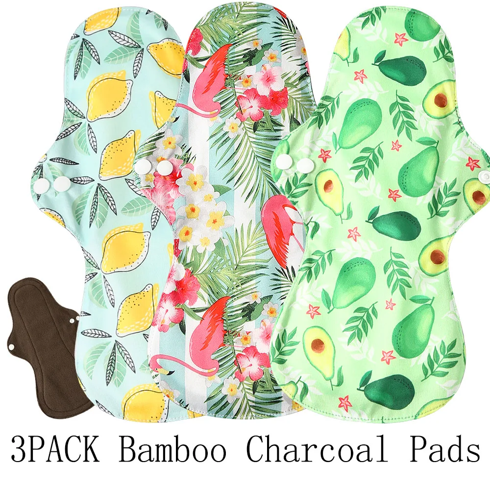 Menstrual-Pads Washable Sanitary Heavy-Flow Extra Large Mama Bamboo-Charcoal 3pcs Night-Using