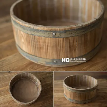 

2020 Vintage Newborn Photography Wooden Basket Baby Photoshooting Props Classic Infant Photo Studio Wood Crib Basket Accessories